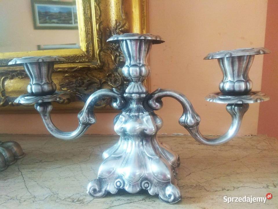 Świecznik plater sygnowany Na 3 świece Gdańsk