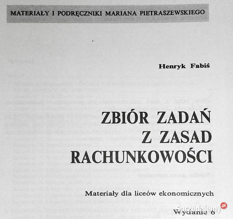 Zbiór zadań z zasad rachunkowości Henryk Fabiś miękka lubelskie