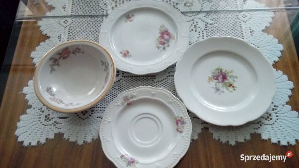 Stara polska porcelana sygnowana talerzyki i wielokolorowy Warszawa