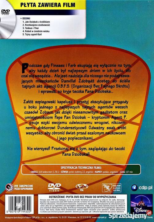 FINEASZ I FERB Z TECZKI PANA DZIOBAKA DISNEY animowany Kalisz sprzedam