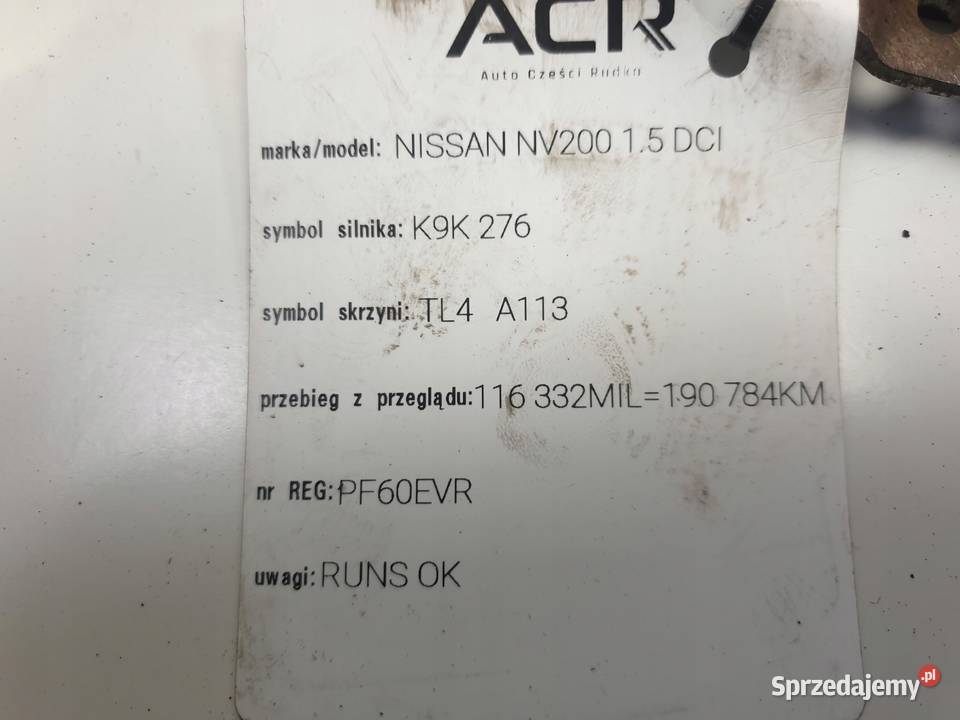 SPRZĘGŁO Nissan NV200 15 DCi TARCZA DOCISK