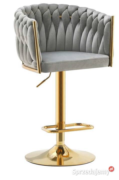 Obrotowy Hoker Tapicerowany RosaB Szare Wysyłka 54cm Tarchały Małe