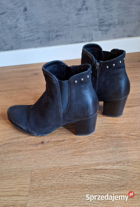 Skórzane botki z ćwiekami Lasocki czarne 40 Warszawa