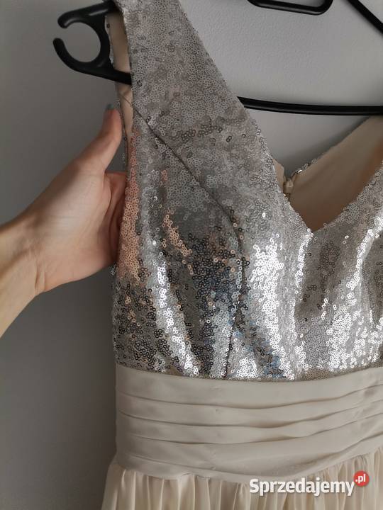 Elegancka długa suknia ślubna wieczora S Szamotuły