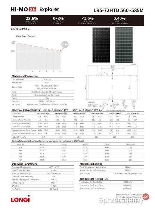 Panel Fotowoltaiczny LONGi HiMO X6 565W Bifacial Panele fotowoltaiczne