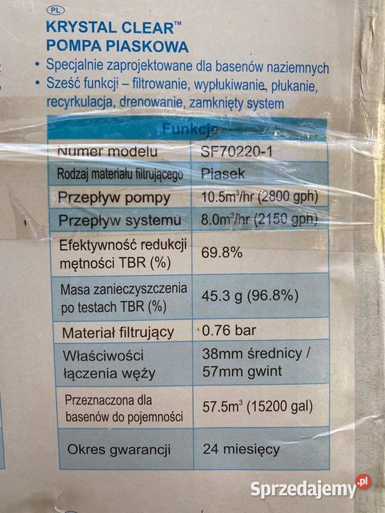 INTEX Pompa filtracyjna piaskowa 10500 lh lubuskie Gubin