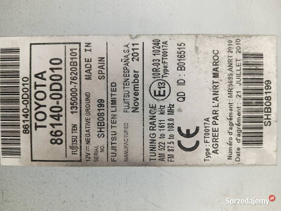 RADIO NAWIGACJA 861400D010 Toyota Yaris III osobowe świętokrzyskie