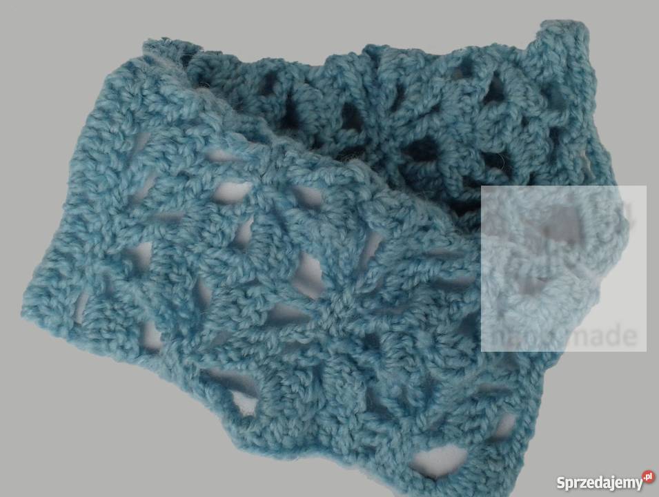 Rękawiczki mitenki niebieskie na szydełku Białystok