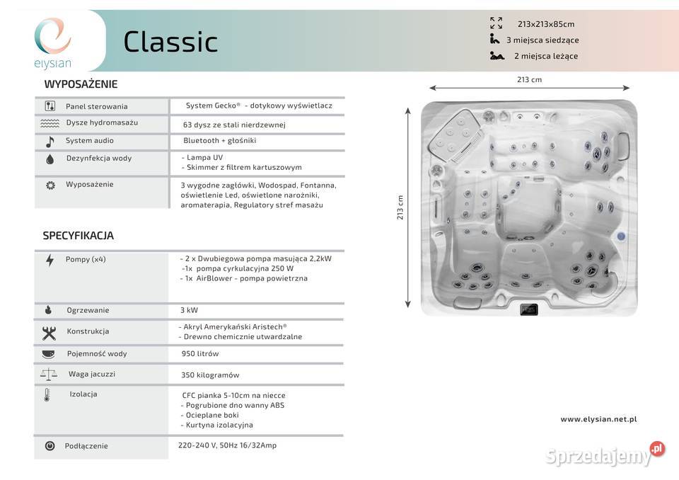 Jacuzi ogrodowe Classic 63 dysz dostępne ręki