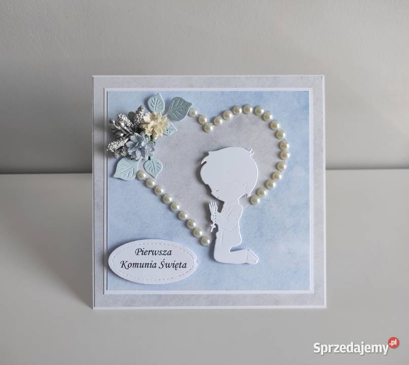 Kartka ręcznie robiona Komunia Święta handmade