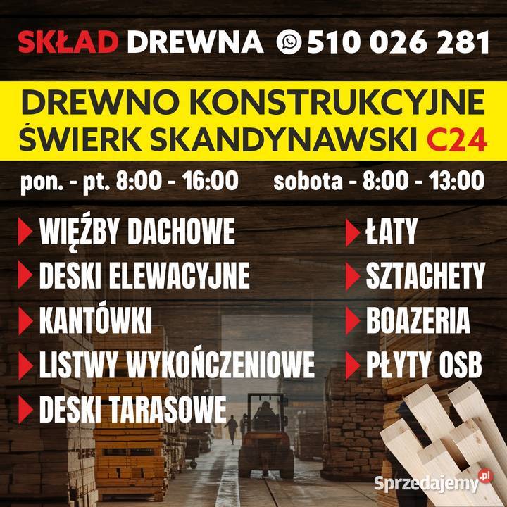Drewno Konstrukcyjne C24 domki altany wiaty Jarosław