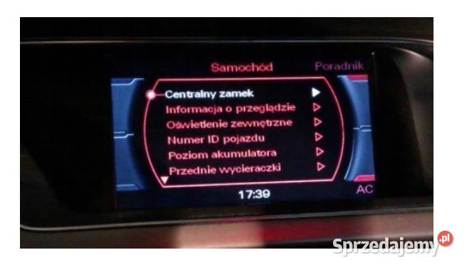 Polskie menu systemu nawigacji Audi MMI 2G A4 A5