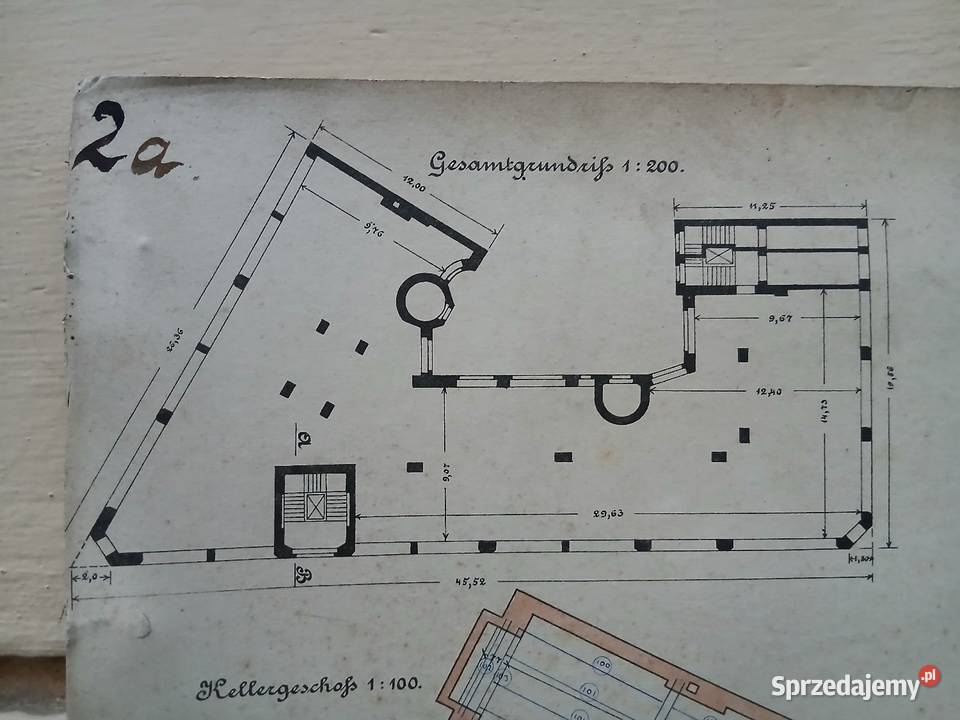 Stary projekt budynku plansza architektura Warszawa