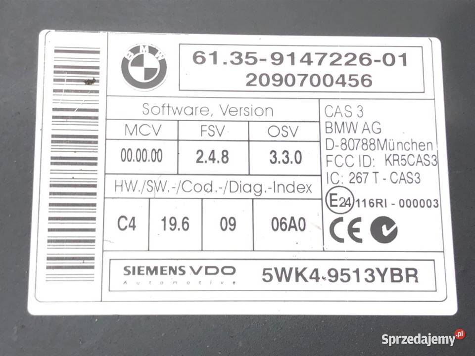 MODUŁ ŚWIATEŁ BMW E91 9147226 0412 STEROWNIK Czujniki i sterowniki świateł