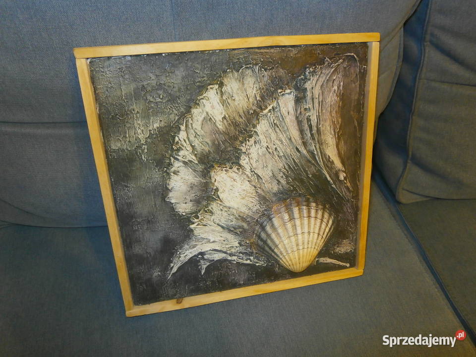 Obraz w ramie płótno Obraz z muszlą sygnowany