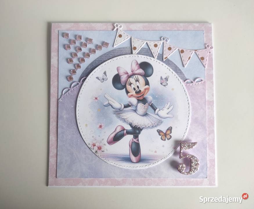Kartka urodzinowa ręcznie robiona Myszka Minnie