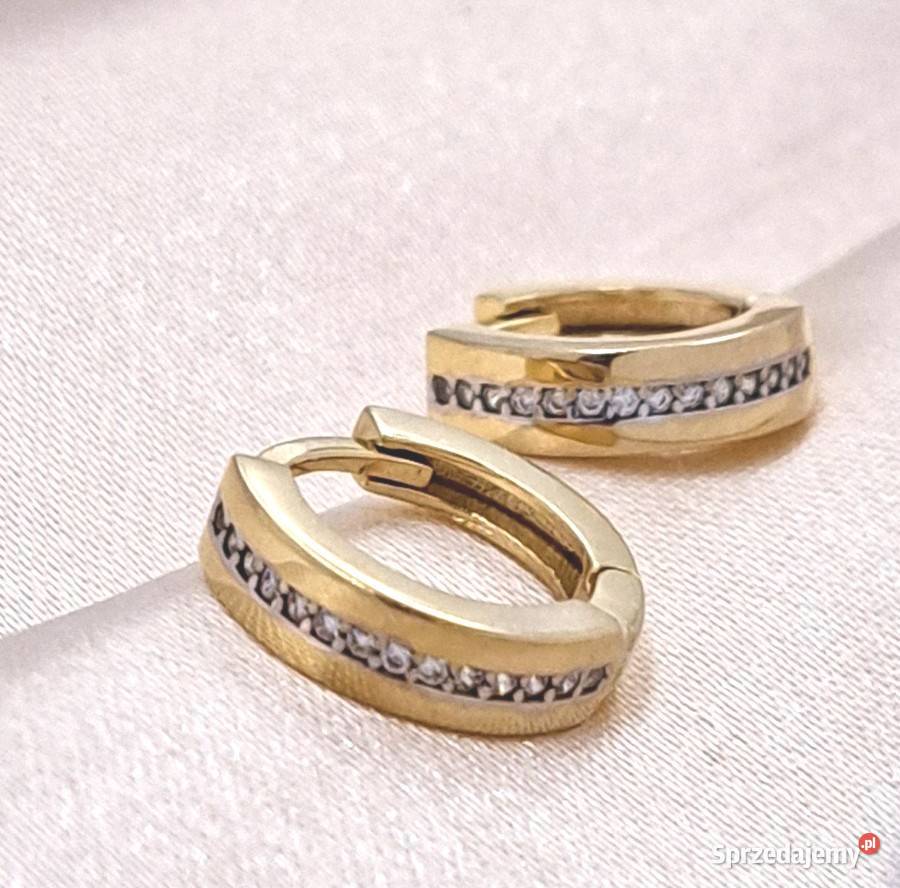 Kolczyki Złote pr333 Kółeczka 14 mm z kamieniami Poznań