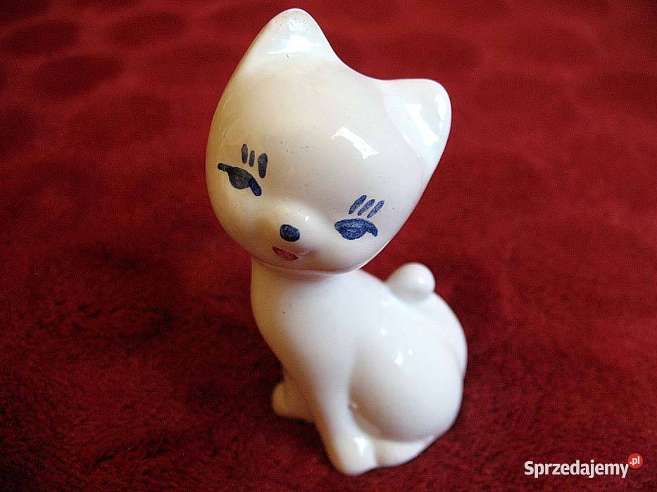 Kot biały mały kotek porcelana 7 x 4 x 3 mazowieckie Siedlce