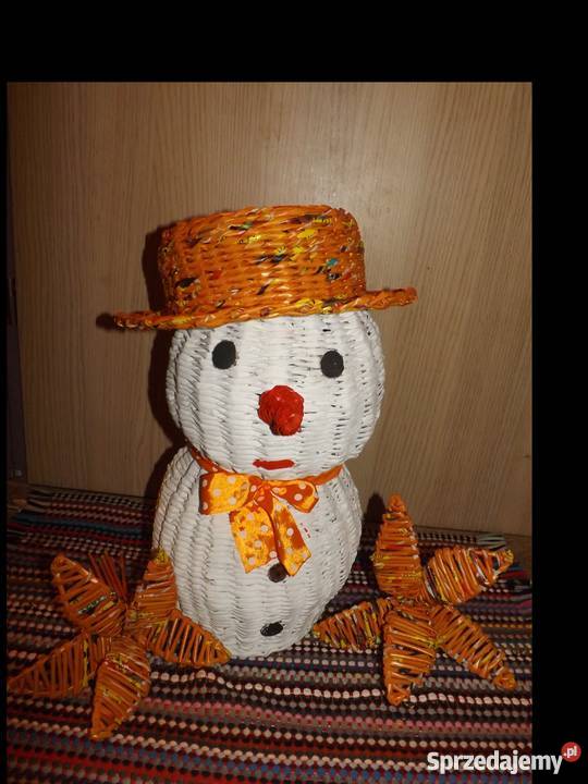 Koszyk bałwan w pomarańczowym kapeluszu wiklina Lublin