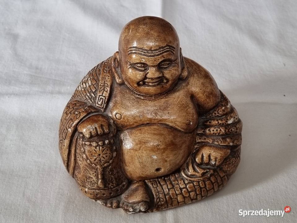 Uśmiechnięty Budda figurka gipsowa posążek odcienie brązowego Dekoracje i ozdoby Warszawa