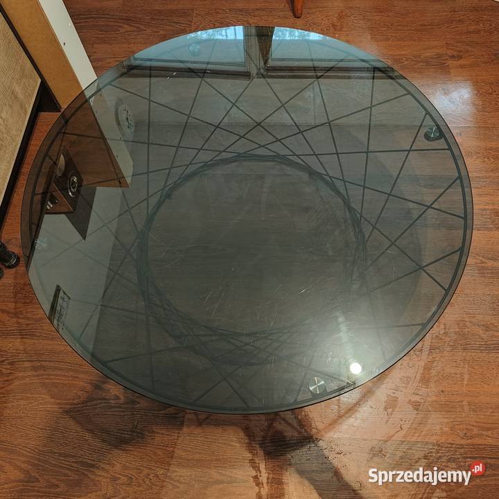 Duży Stolik kawowy Noa metalowo szklany okrągły Łódź