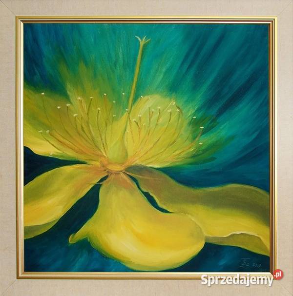 Obraz olejny Żółty kwiat Abstrakcja Dekoracje i ozdoby Lublin