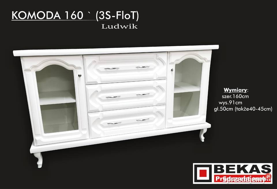 Stylowa Biała Komoda 160 Noga Ludwik Producent Dom i Ogród Olsztyn
