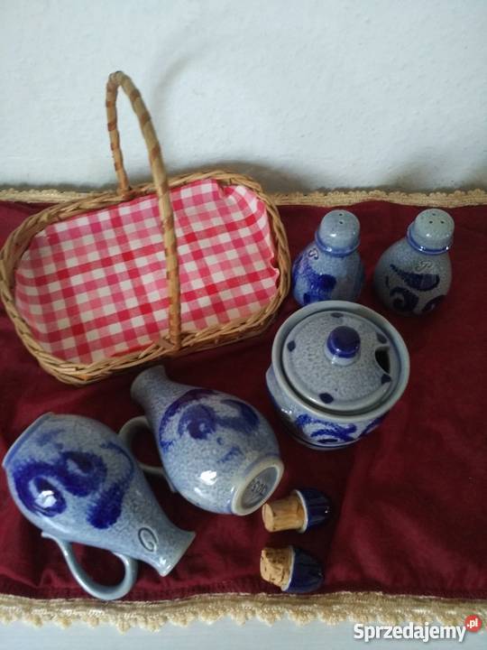 komplet do przypraw koszyczek Porcelana i szkło
