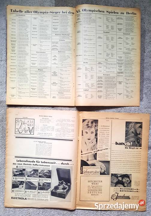 Stare Przedwojenne Gazety Olimpiada 1936 Gliwice