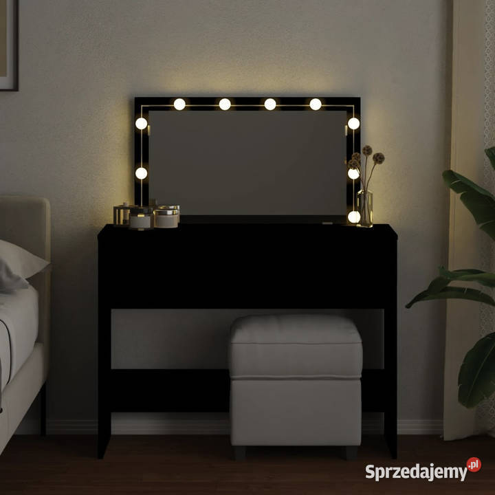 Toaletka z oświetleniem LED czarna 100x40x120 mazowieckie Warszawa