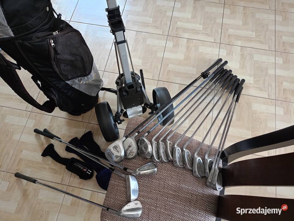 Kije Golfowe 15 sztuk z Wózkiem Torba i Drawski Młyn sprzedam
