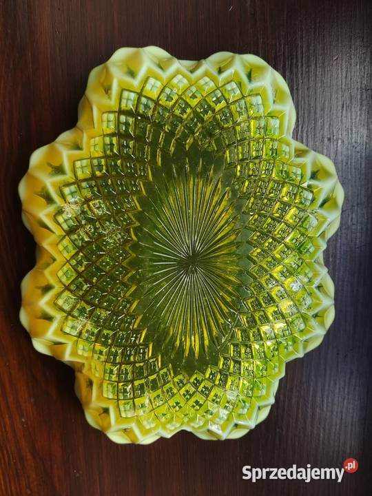 Szkło uranowe George Davidson talerz miska 1895r Kraków