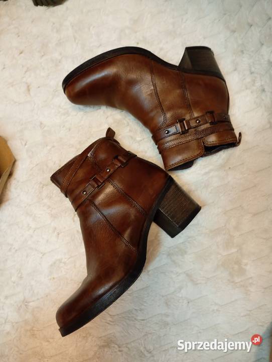40 Real Leather wygodne brązowe botki biznesowe skóra małopolskie Kraków