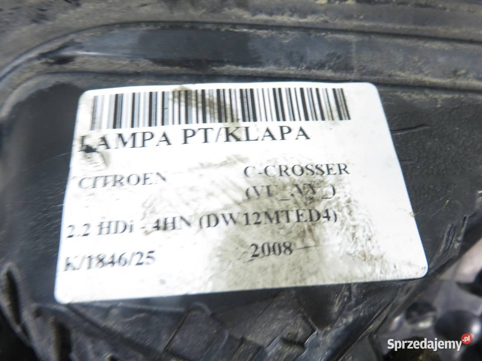 LAMPA PRAWA TYLNA KLAPA CITROEN CCROSSER osobowe