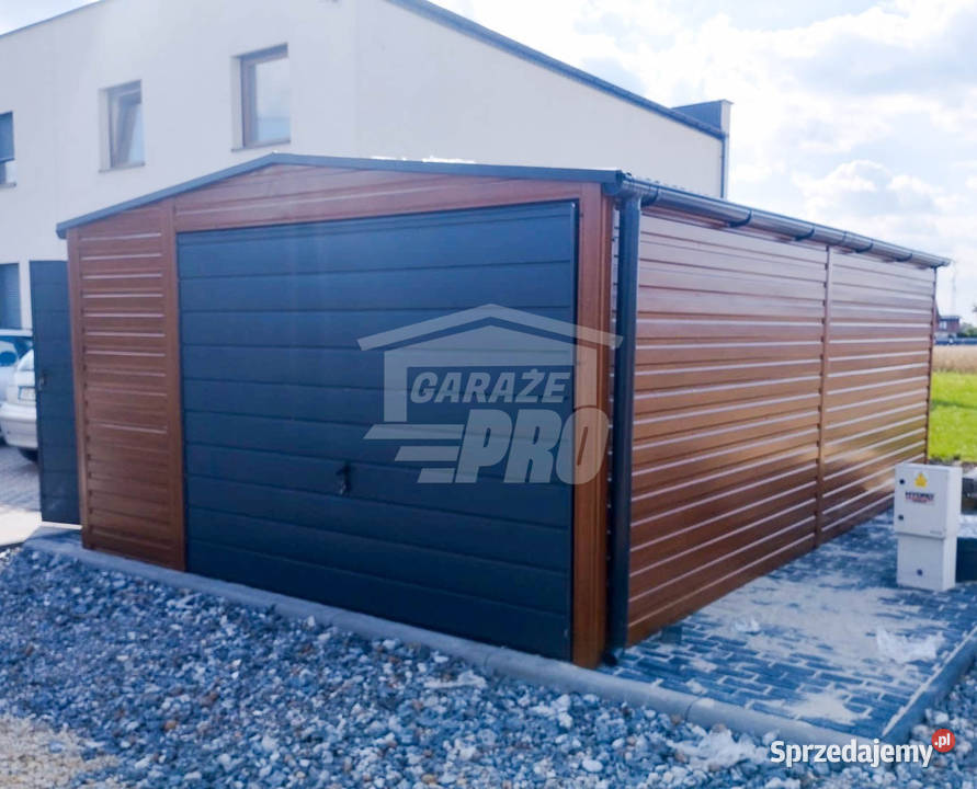 Garaż blaszany 4x6 Brama drzwi rynny dwuspadowy małopolskie Niepołomice