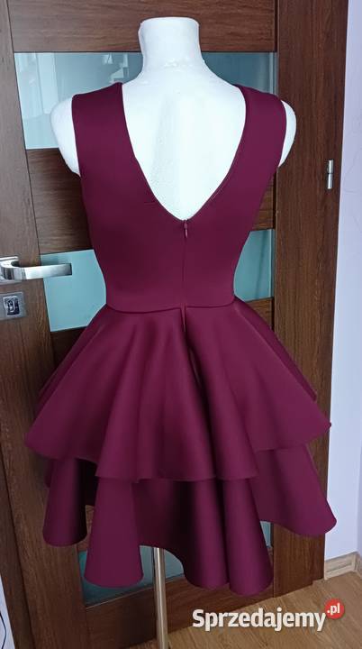 Bordowa burgundowa elegancka piankowa sukienka Krosno sprzedam