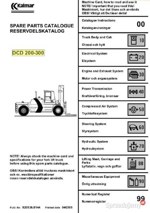 Kalmar DCD 200300 katalog części wózek widłowy Poradniki, albumy i reportaże Kielce