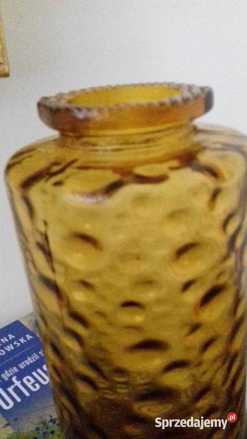 Wazon ze szkła miodowego Hirschberg Niemcy lata Porcelana i szkło Warszawa