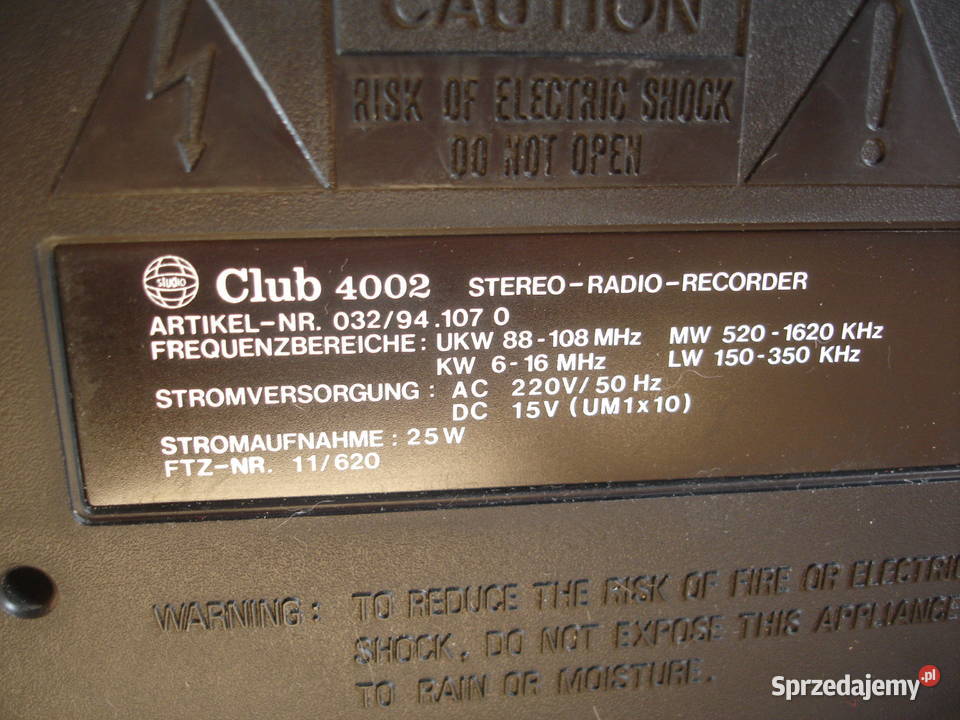 Radiomagnetofon CLUB 4002 lubuskie Zielona Góra