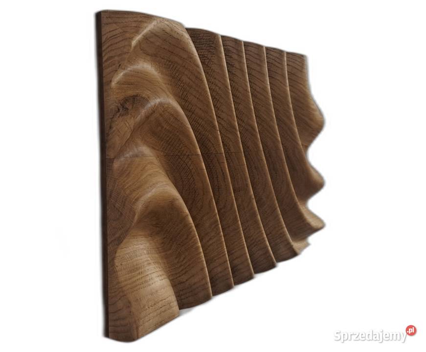 Płaskorzeźba dębowa live edge fale 3D olejowana Malechowo