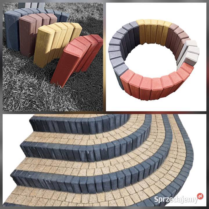 Obrzeża palisady trapezowe betonowe kolorowe mazowieckie Płock