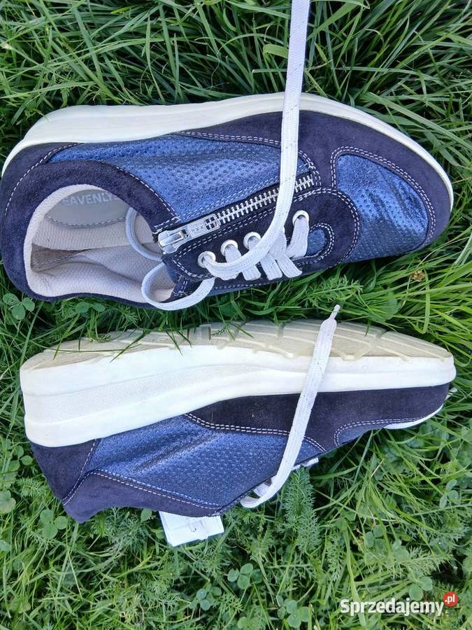 39 buty damskie Granatowe sneakersy koturn 5 tkanina śląskie