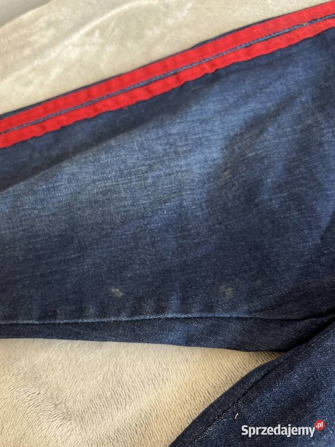 Jeansy dżinsy skinny niebieskie z czerwonymi czerwony Jasło