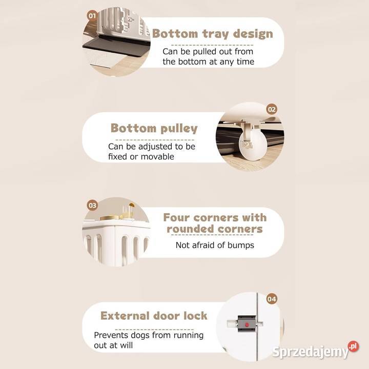 Klatka Kojec Psa Transporter Biały Myszyniec