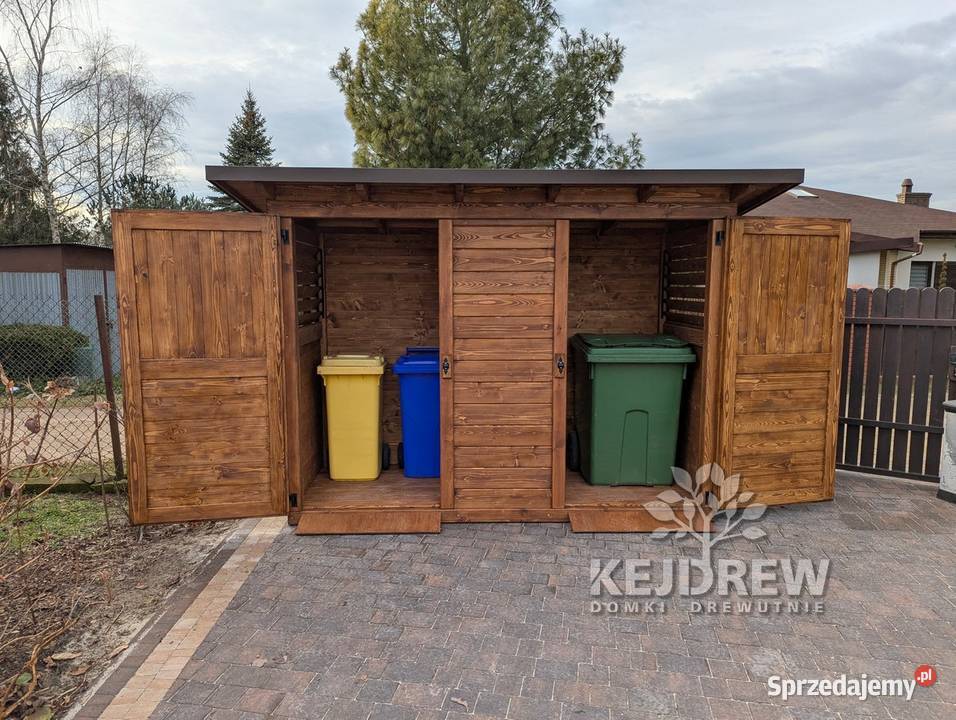 śmietnik drewniany śmietnik ogrodowy zamykany