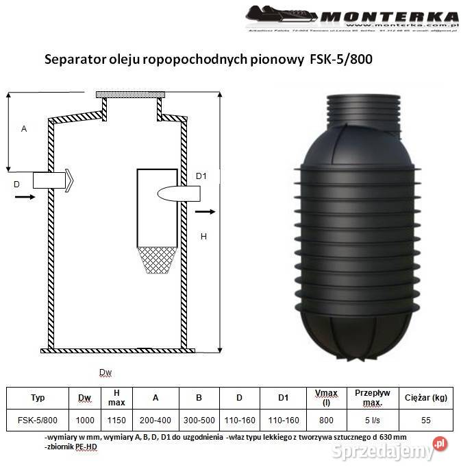 Separator oleju ropopochodnych 5 ls Producenta
