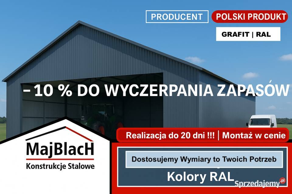 Wiata Hala Garaż Blaszany Grafit Montaż  Profil samodzielny