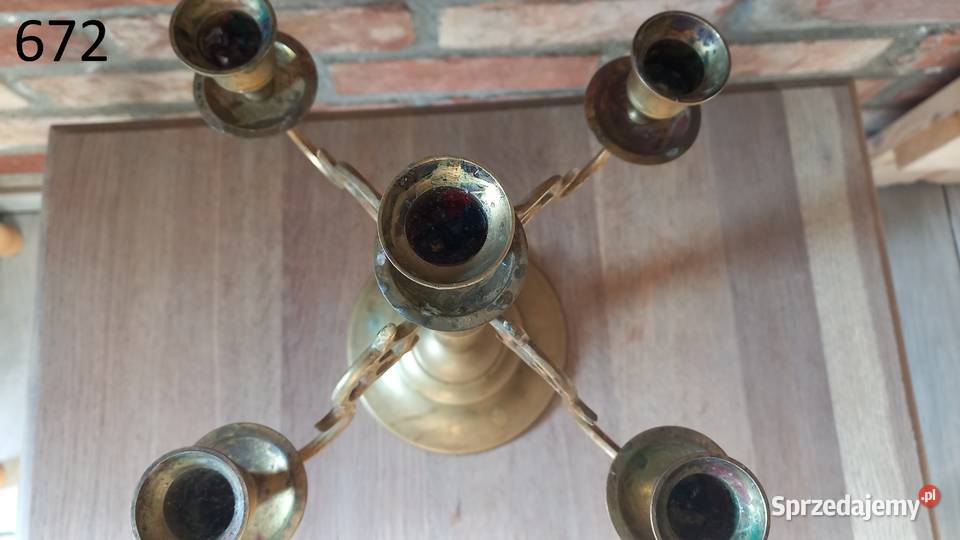 Świecznik mosiężny pięcioramienny Kandelabr 40 Gawroniec sprzedam
