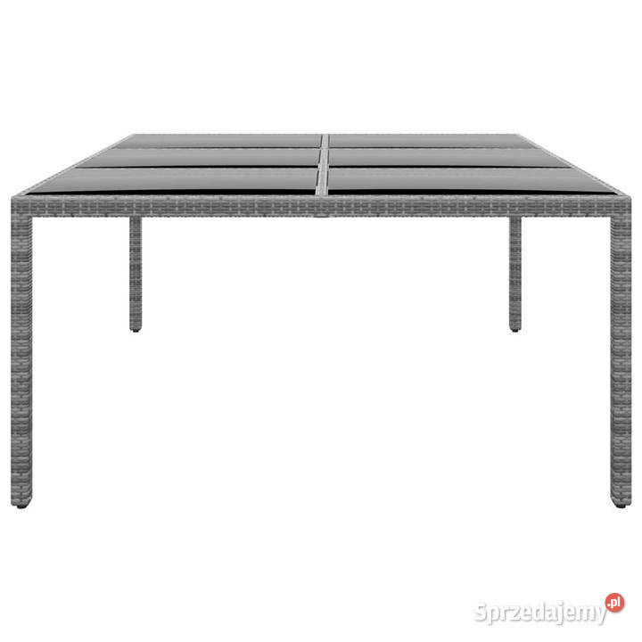 Stół ogrodowy 200x150x75 szkło i rattan PE szary Warszawa