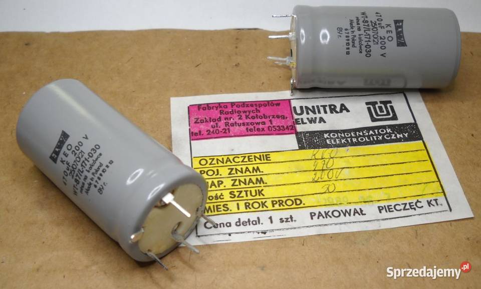 Kondensator 470uF 200V KEO Unitra ELWA pomorskie Gdańsk